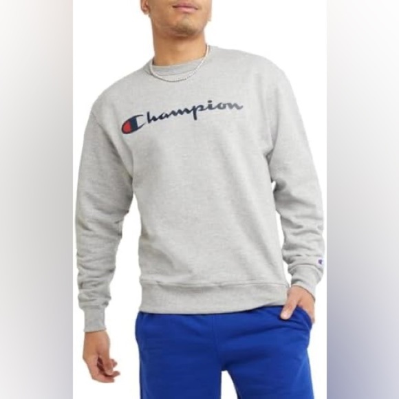 NWT Champion Powerblend Fleece Midweight Pullover Sweatshirt Grey Sz LT - Picture 1 of 10